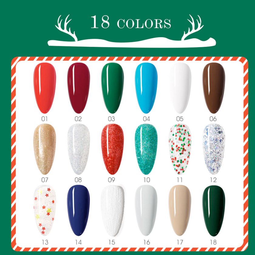 Коледен комплект за гел лак от 17 цвята